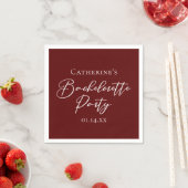 Chic Burgundy Bachelorette Party Personalized スタンダードカクテルナプキン (インサイチュ)