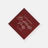 Chic Burgundy Bachelorette Party Personalized スタンダードカクテルナプキン (角)