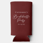 Chic Burgundy Bachelorette Party Personalized スリム缶クーラー (裏面)