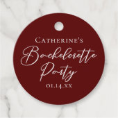 Chic Burgundy Bachelorette Party Personalized フェイバータグ (正面)