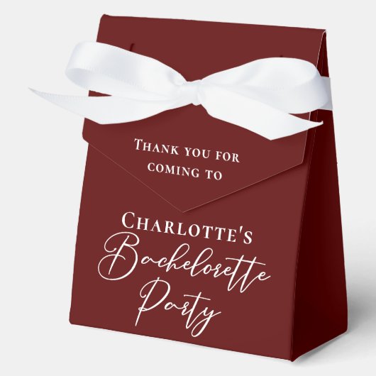 Chic Burgundy Bachelorette Party Personalized フェイバーボックス (正面)