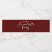 Chic Burgundy Bachelorette Party Personalized ペットボトルラベル (シングルラベル)
