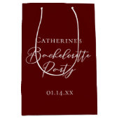 Chic Burgundy Bachelorette Party Personalized ミディアムペーパーバッグ (正面)