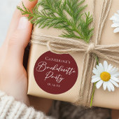 Chic Burgundy Bachelorette Party Personalized ラウンドシール