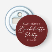 Chic Burgundy Bachelorette Party Personalized 栓抜き (正面)