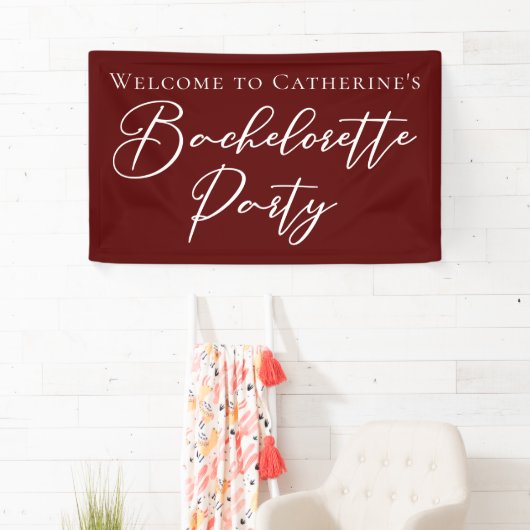Chic Burgundy Bachelorette Party Personalized 横断幕 (インサイチュ)