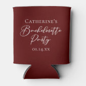 Chic Burgundy Bachelorette Party Personalized 缶クーラー (正面)