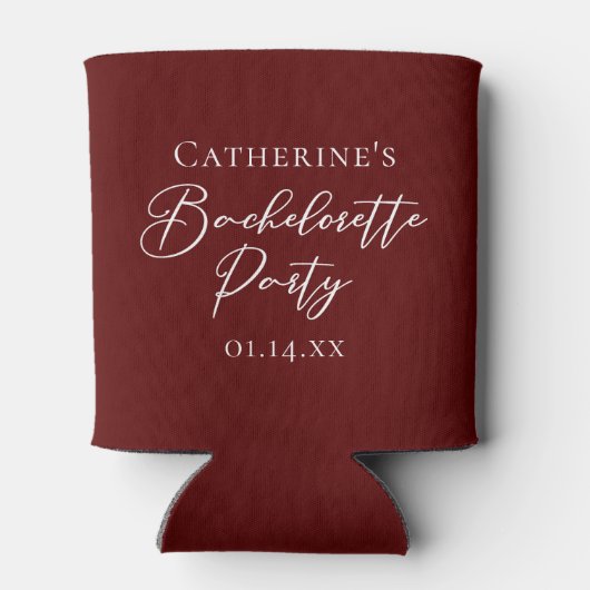 Chic Burgundy Bachelorette Party Personalized 缶クーラー (裏面)