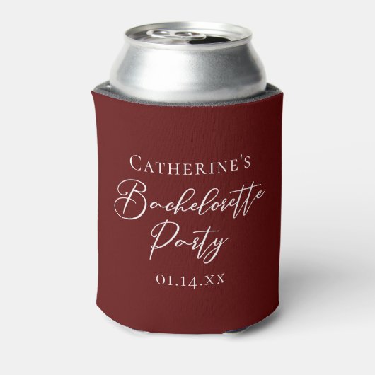 Chic Burgundy Bachelorette Party Personalized 缶クーラー (缶裏面)