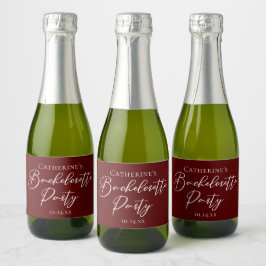 Chic Burgundy Bachelorette Party Personalized Mini スパークリングワインラベル
