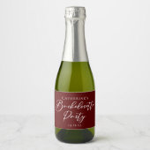 Chic Burgundy Bachelorette Party Personalized Mini スパークリングワインラベル (正面)