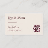 Chic Burgundy & Beige Professional QR Code 名刺 (裏面)