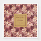 Chic Burgundy Blush Gold Wedding Cloth Napkins (正面)
