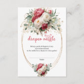 Chic Burgundy Blush Greenery Diaper Raffle Card エンクロージャーカード (正面)