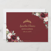 Chic Burgundy Blush Pink Floral Quinceanera Photo セーブザデート (裏面)