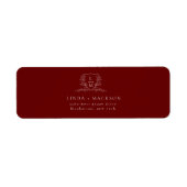 Chic Burgundy botanical crest monogram wedding La ラベル (正面)