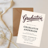 Chic Burgundy Calligraphy Graduation Party Invite 案内状