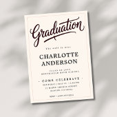 Chic Burgundy Calligraphy Graduation Party Invite 案内状