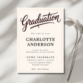 Chic Burgundy Calligraphy Graduation Party Invite 案内状