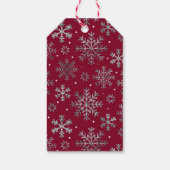 Chic Burgundy Christmas w/ Elegant Snowflakes ギフトタグ (裏面)