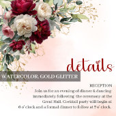 Chic Burgundy Floral Greenery Gold Wedding Details エンクロージャーカード