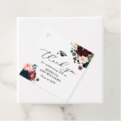 Chic Burgundy Florals Script Thank You Graduation フェイバータグ (インサイチュ)