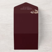 Chic Burgundy Gold Greenery QR Code RSVP Wedding  オールインワン招待状 (外側)
