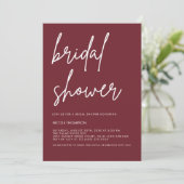 Chic Burgundy Modern Bridal Shower Invitation  招待状 (スタンド正面)