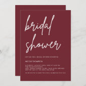 Chic Burgundy Modern Bridal Shower Invitation  招待状 (正面/裏面)