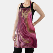 Chic Burgundy Pink Rose Agate Gold Glitter Marble エプロン (インサイチュ)