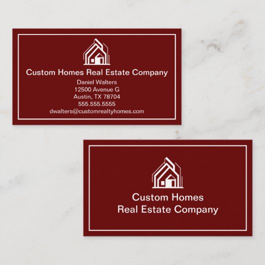 Chic Burgundy Real Estate Company House 名刺 (正面/裏面)