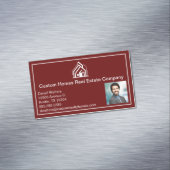 Chic Burgundy Real Estate Company Realtor Photo マグネット名刺 (インサイチュ)