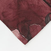 Chic Burgundy Red Floral フリースブランケット (角)