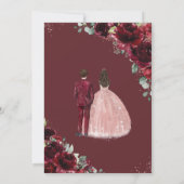 Chic Burgundy Rose Gold Twins Boy Girl Quinceanera 招待状 (裏面)