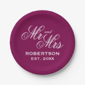 Chic burgundy wine red wedding party personalized ペーパープレート (正面)