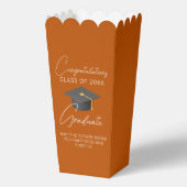 Chic Burnt Orange Graduation Party Popcorn フェイバーボックス (正面)