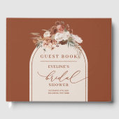 Chic burnt orange pampas boho bridal guest book ゲストブック (正面)