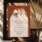 Chic Burnt Orange Pampas Grass Boho Bridal Shower 招待状