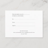 Chic Business Holday金ゴールドスクリプト贈与証明書 割引カード (裏面)