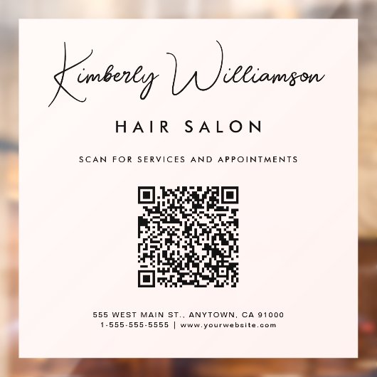 Chic Business Signature Script QR Code Pink ウィンドウサイン (シート2)