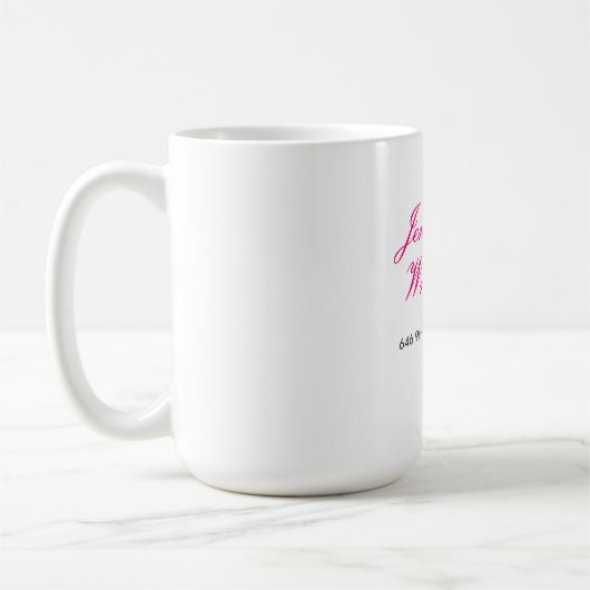 Chic calligraphy minimalist custom name adress コーヒーマグカップ (左)