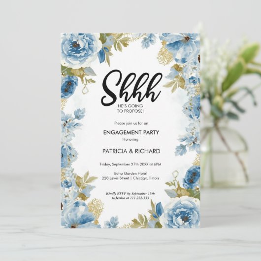 Chic Calligraphy Surprise Engagement Party 招待状 (スタンド正面)