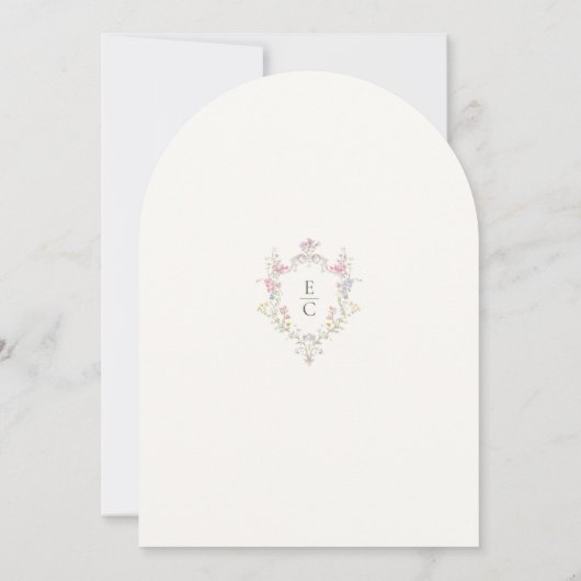 Chic Calligraphy wildflowers Wedding Save the Date 招待状 (裏面)