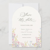 Chic Calligraphy wildflowers Wedding Save the Date 招待状 (正面)