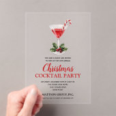Chic Candy Cane Martini Christmas Cocktail Party アクリル招待状 (インサイチュ (ポータブル))