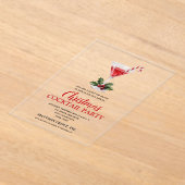 Chic Candy Cane Martini Christmas Cocktail Party アクリル招待状 (レイダウン)