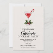Chic Candy Cane Martini Christmas Cocktail Party 招待状 (正面)