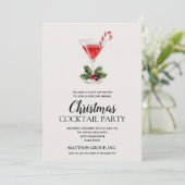 Chic Candy Cane Martini Christmas Cocktail Party 招待状 (スタンド正面)
