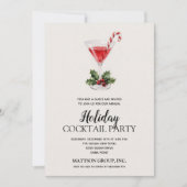 Chic Candy Cane Martini Holiday Cocktail Party 招待状 (正面)
