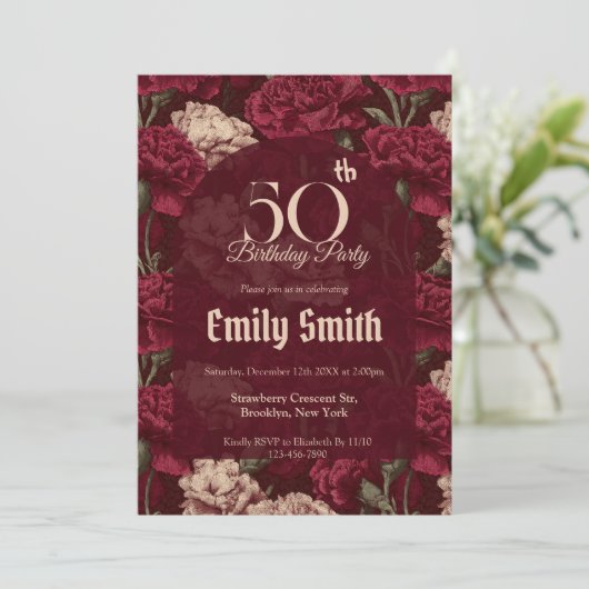 Chic Carnation Charm Birthday Present 招待状 (スタンド正面)